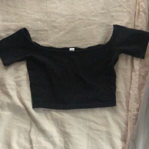 American Apparel off the shoulder black crop